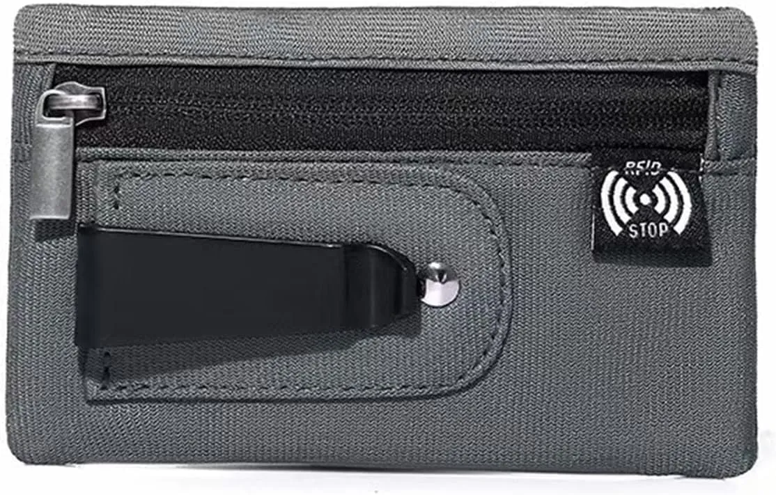 RFID Hidden Clip Stash Money Belt - Ultra Thin Anti-Theft Travel Pouch with Credit Card Slots for Women/Men, Perfect for International Travel, Daily Commute & Outdoor Activities (Dark Grey)