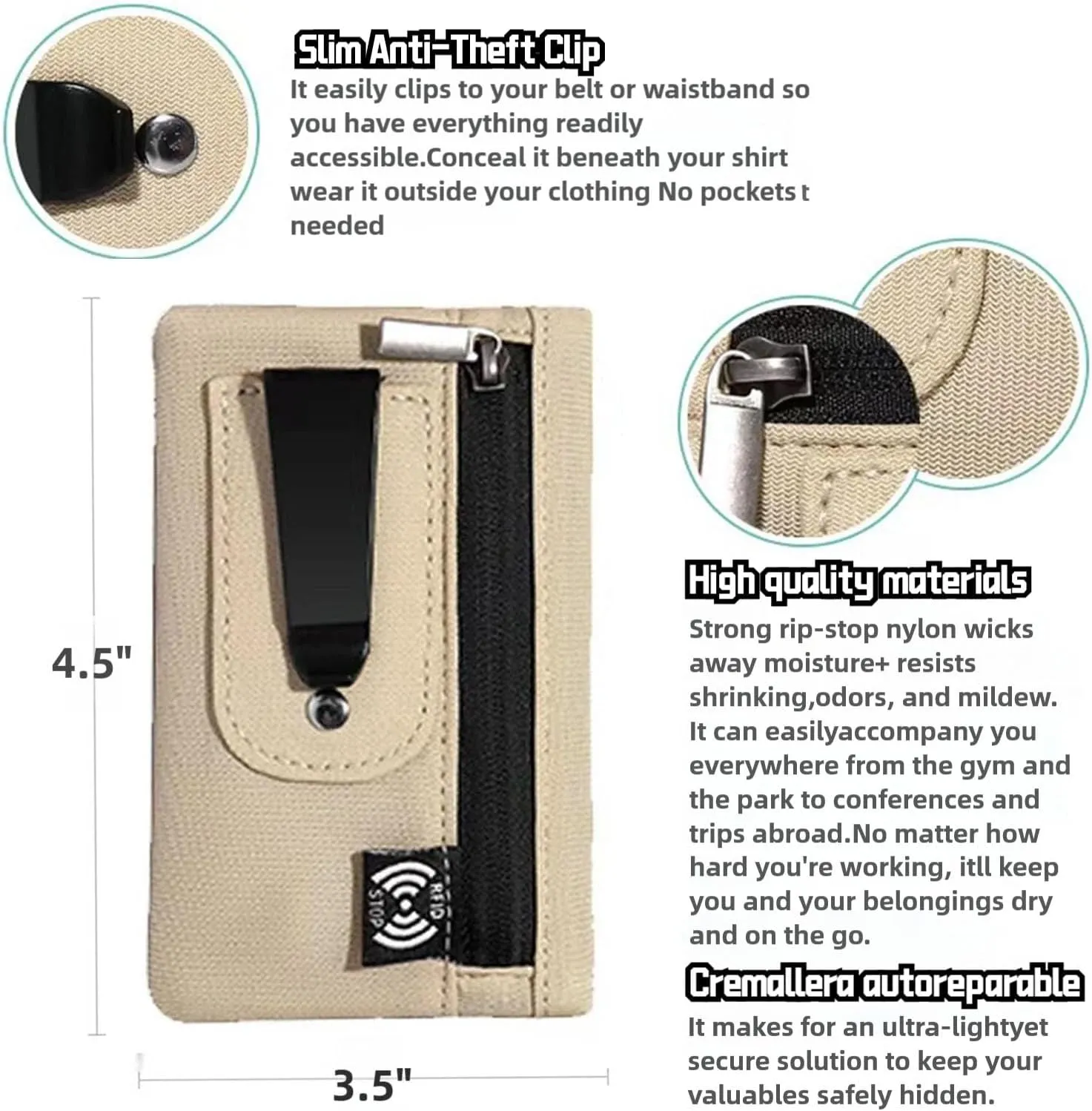 RFID Hidden Clip Stash Money Belt - Ultra Thin Anti-Theft Travel Pouch with Credit Card Slots for Women/Men, Perfect for International Travel, Daily Commute & Outdoor Activities (Green)