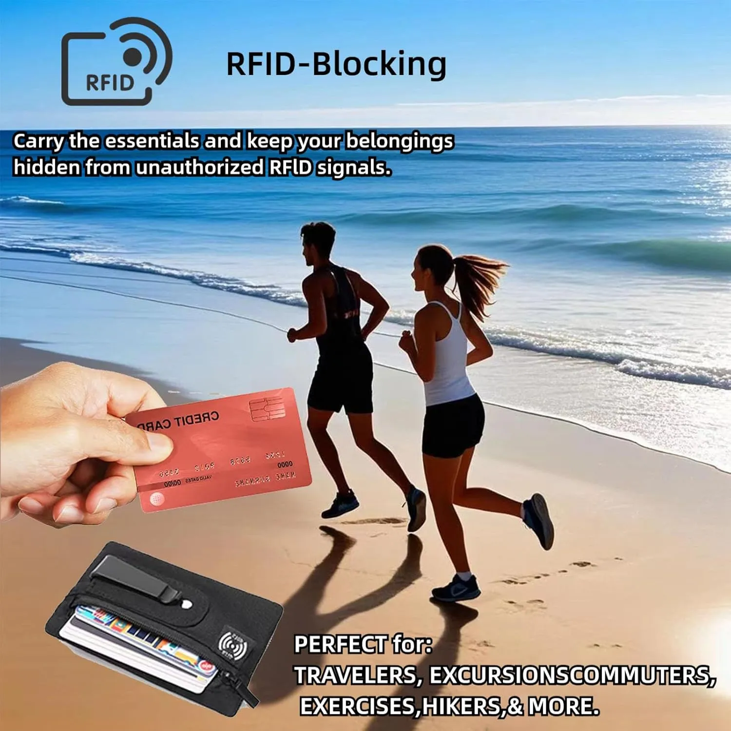 RFID Hidden Clip Stash Money Belt - Ultra Thin Anti-Theft Travel Pouch with Credit Card Slots for Women/Men, Perfect for International Travel, Daily Commute & Outdoor Activities (Green)