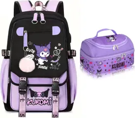 Roffatide Anime Print Business Casual Laptop Backpack Lunch Bag Shoulders Travel Hiking Daypacks Rucksack 17 Inch D