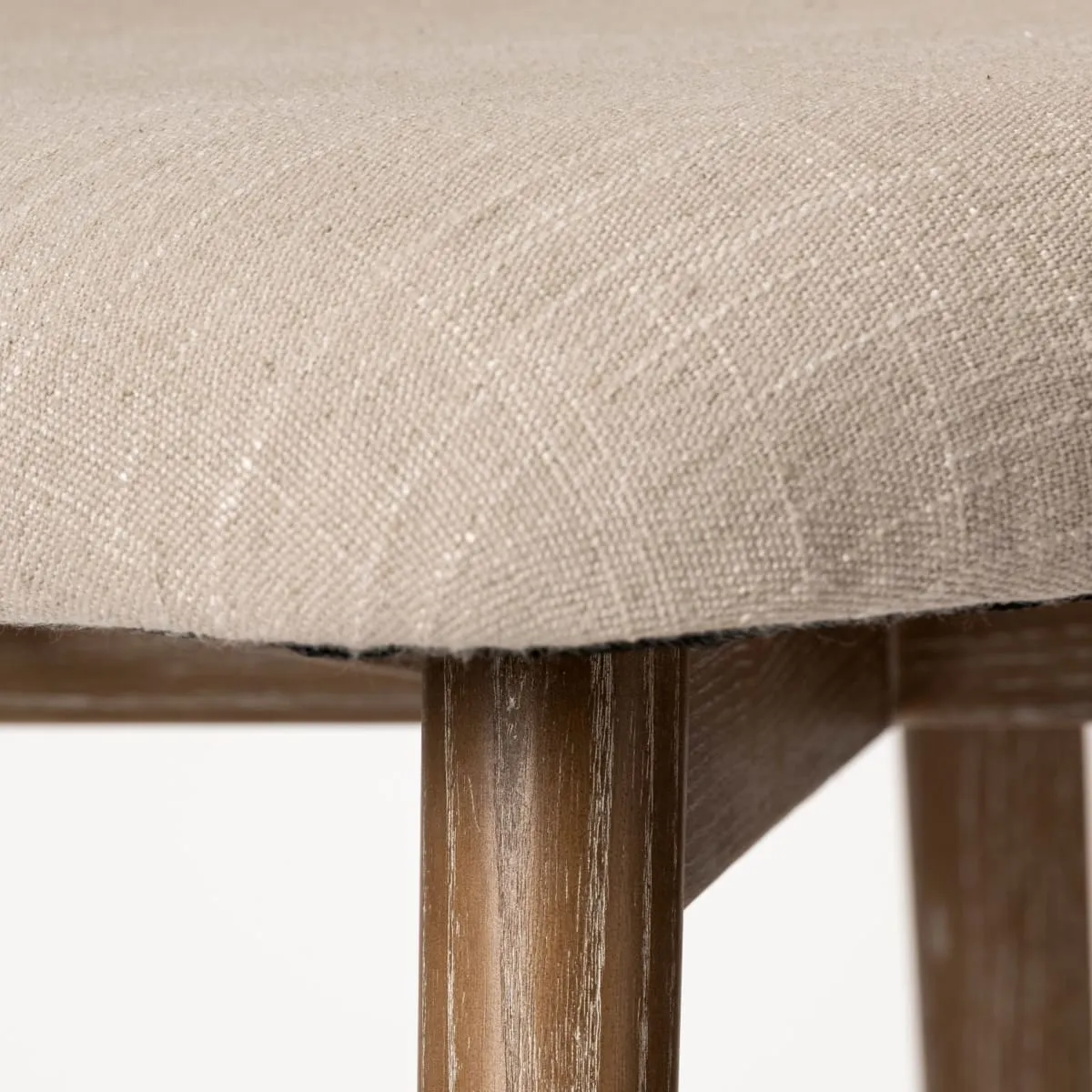 Ronald Dining Chair Cream Fabric | Brown Wood (Armchair)