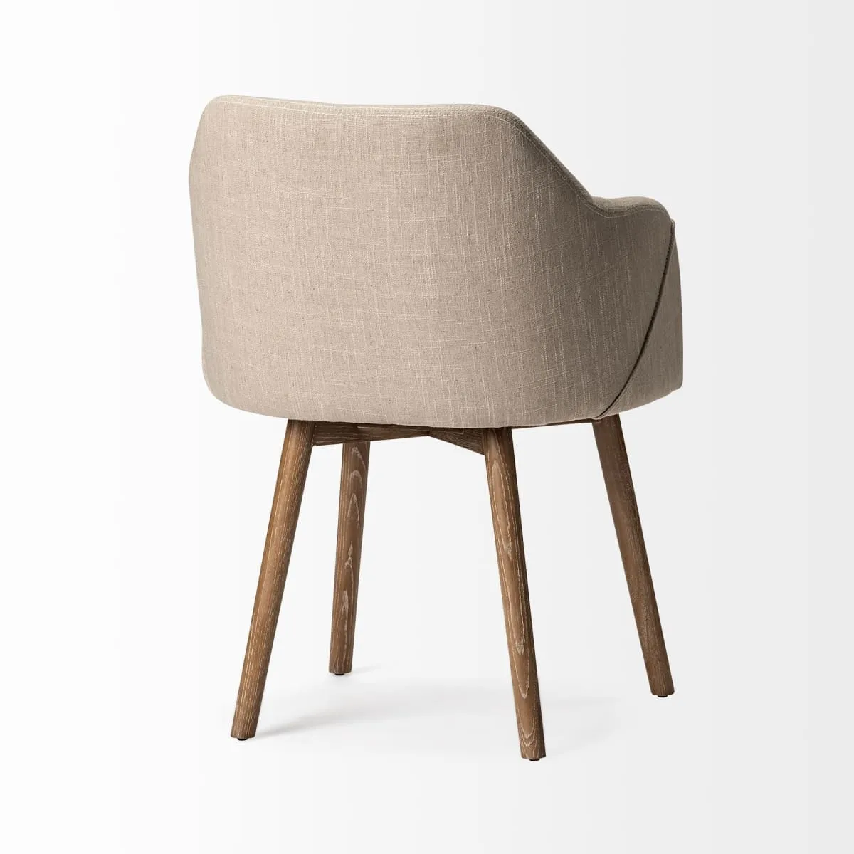 Ronald Dining Chair Cream Fabric | Brown Wood (Armchair)