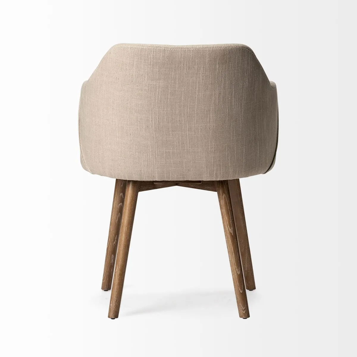 Ronald Dining Chair Cream Fabric | Brown Wood (Armchair)