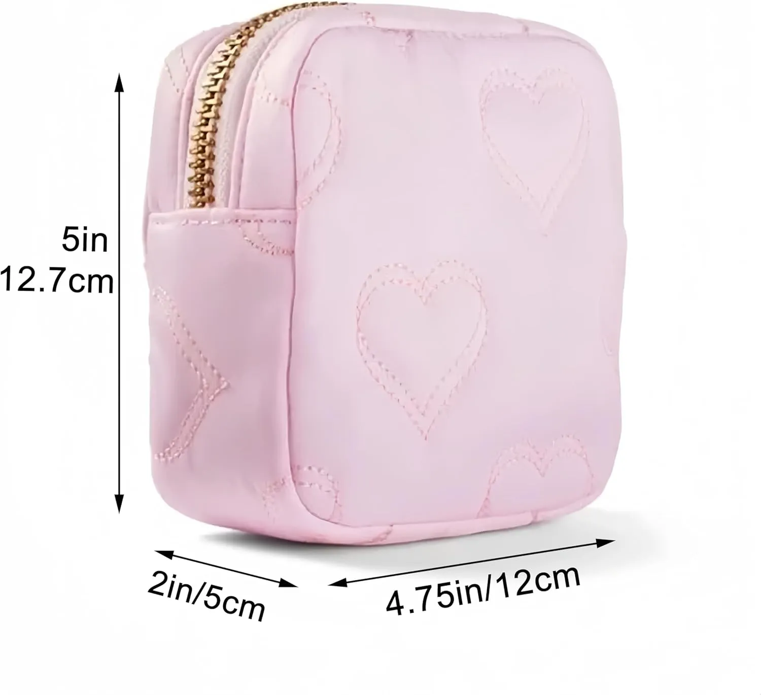 Small Makeup Bag for Purse Mini Quilted Cosmetics Travel Bag Cute Pouch for Women Girls, Pink