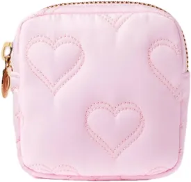 Small Makeup Bag for Purse Mini Quilted Cosmetics Travel Bag Cute Pouch for Women Girls, Pink