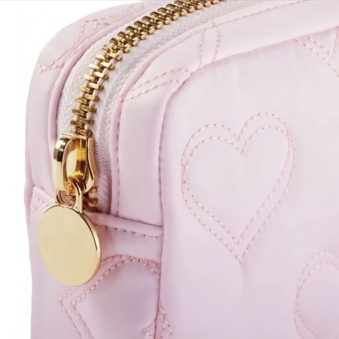 Small Makeup Bag for Purse Mini Quilted Cosmetics Travel Bag Cute Pouch for Women Girls, Pink