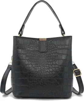 Small Square Crocodile Pattern Purses with Crossbody Strap Bucket Bags for Women with Top Handle