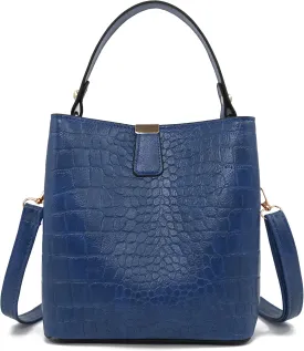 Small Square Crocodile Pattern Purses with Crossbody Strap Bucket Bags for Women with Top Handle