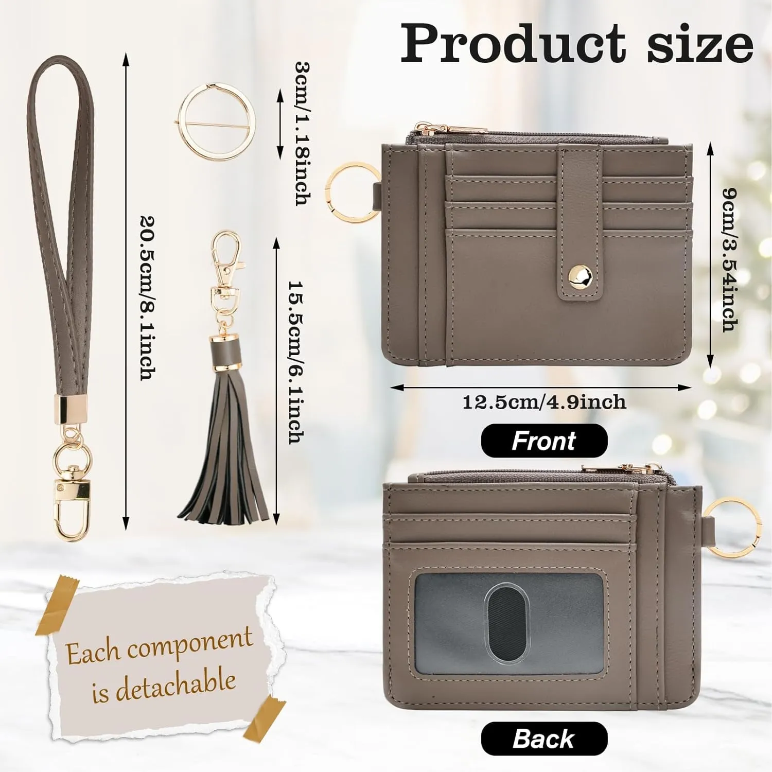 Small Wristlet Wallets for Women RFID Credit Card Holder Wallet Keychain Wristlet Wallet Credit Card Wallets for Women (Cement grey)