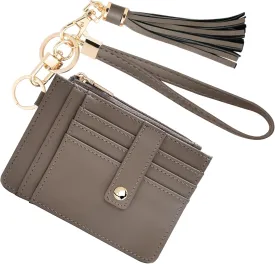 Small Wristlet Wallets for Women RFID Credit Card Holder Wallet Keychain Wristlet Wallet Credit Card Wallets for Women (Cement grey)