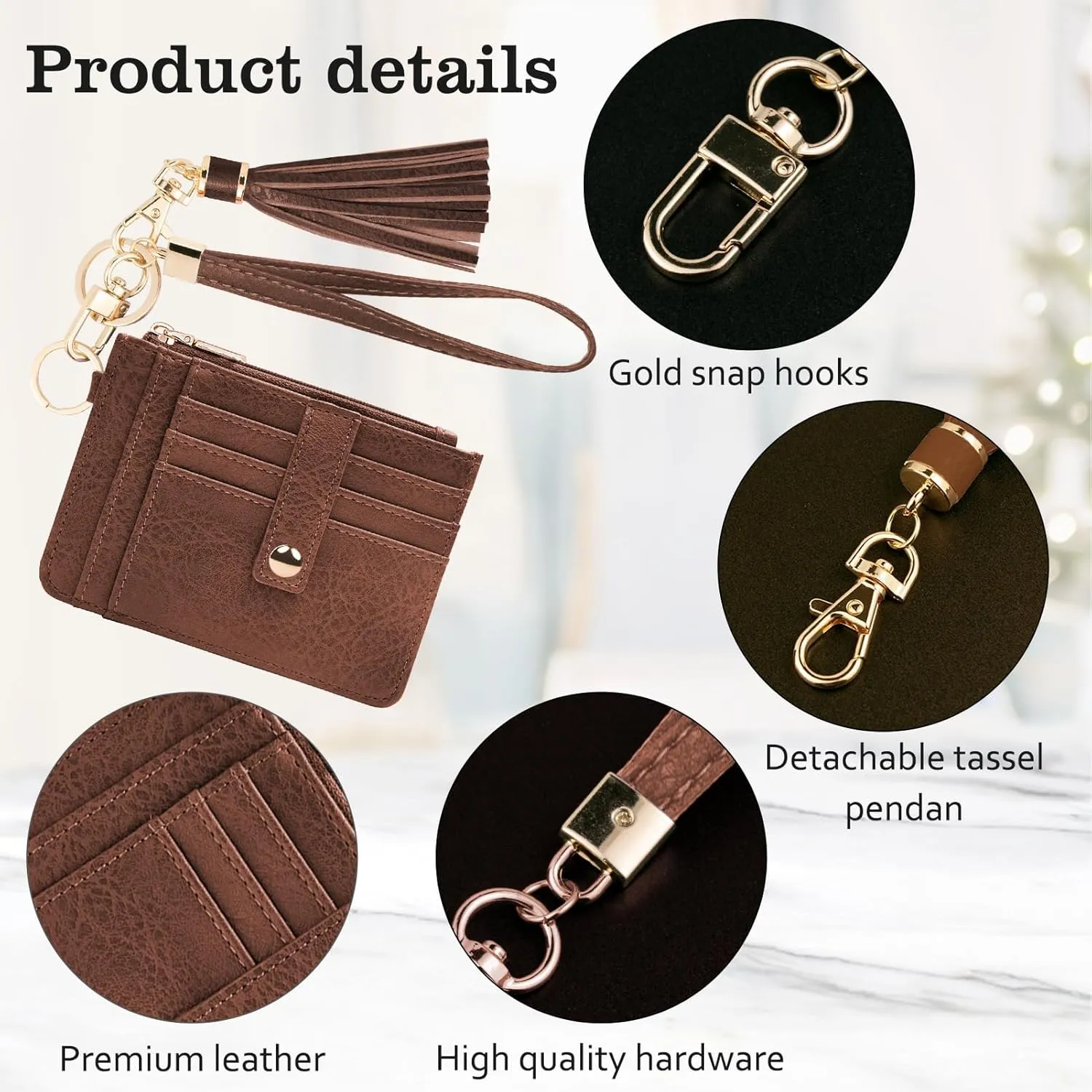 Small Wristlet Wallets for Women RFID Credit Card Holder Wallet Keychain Wristlet Wallet Credit Card Wallets for Women (Chocolate Brown)