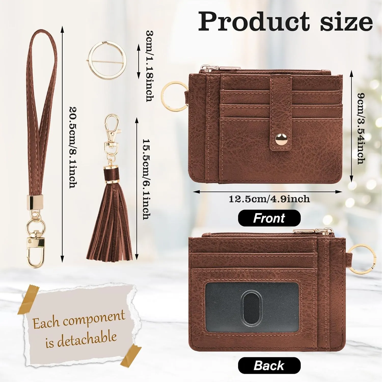 Small Wristlet Wallets for Women RFID Credit Card Holder Wallet Keychain Wristlet Wallet Credit Card Wallets for Women (Chocolate Brown)