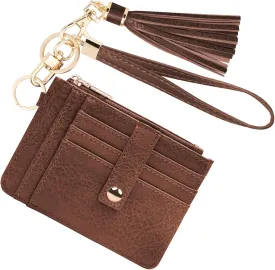 Small Wristlet Wallets for Women RFID Credit Card Holder Wallet Keychain Wristlet Wallet Credit Card Wallets for Women (Chocolate Brown)