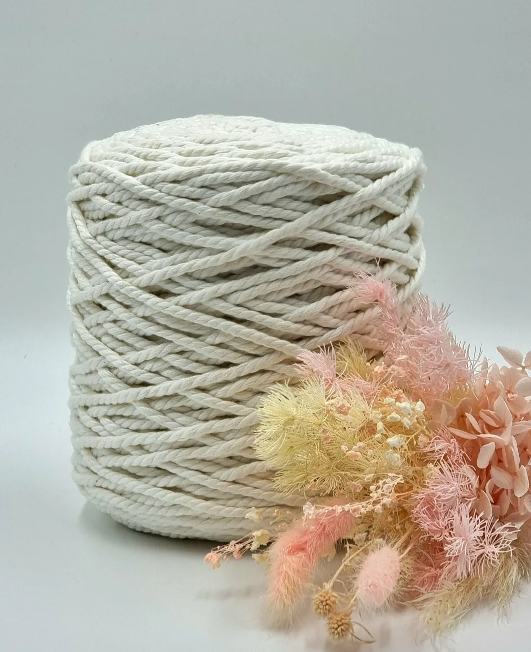 Snow White 3 Strand Macrame Cord - 3MM 3 Strand Luxe Cotton String 1KG