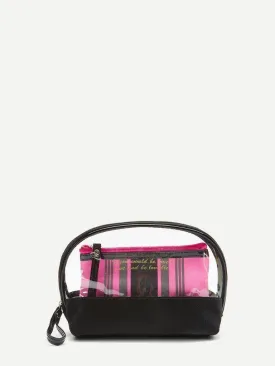Striped Makeup Bag 2pcs