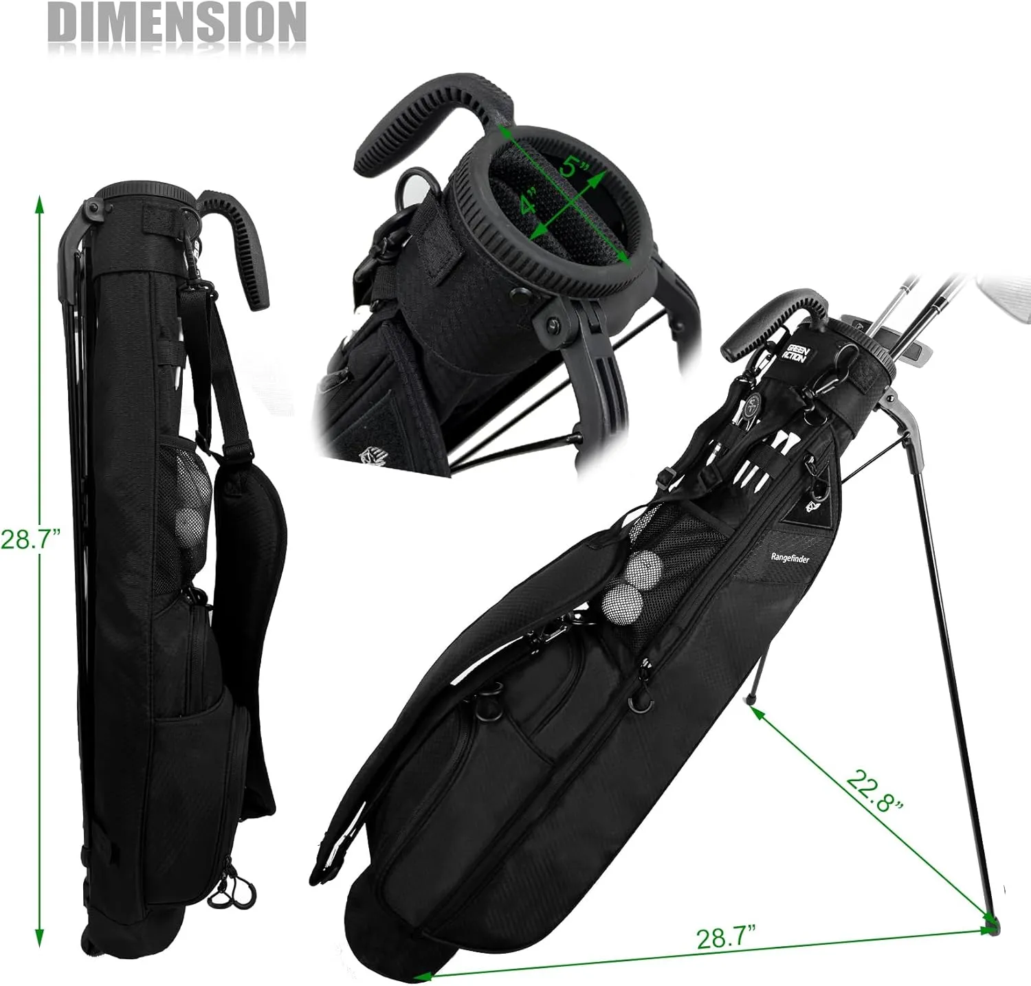 Sunday Golf Bag with 3-Point Strap & Stand  Lightweight Carry Bag with Cooler Pocket, Dual Valuables Pouches, Magnetic Tool Holder  Holds 5-6 Clubs for Par 3, Walking & Travel