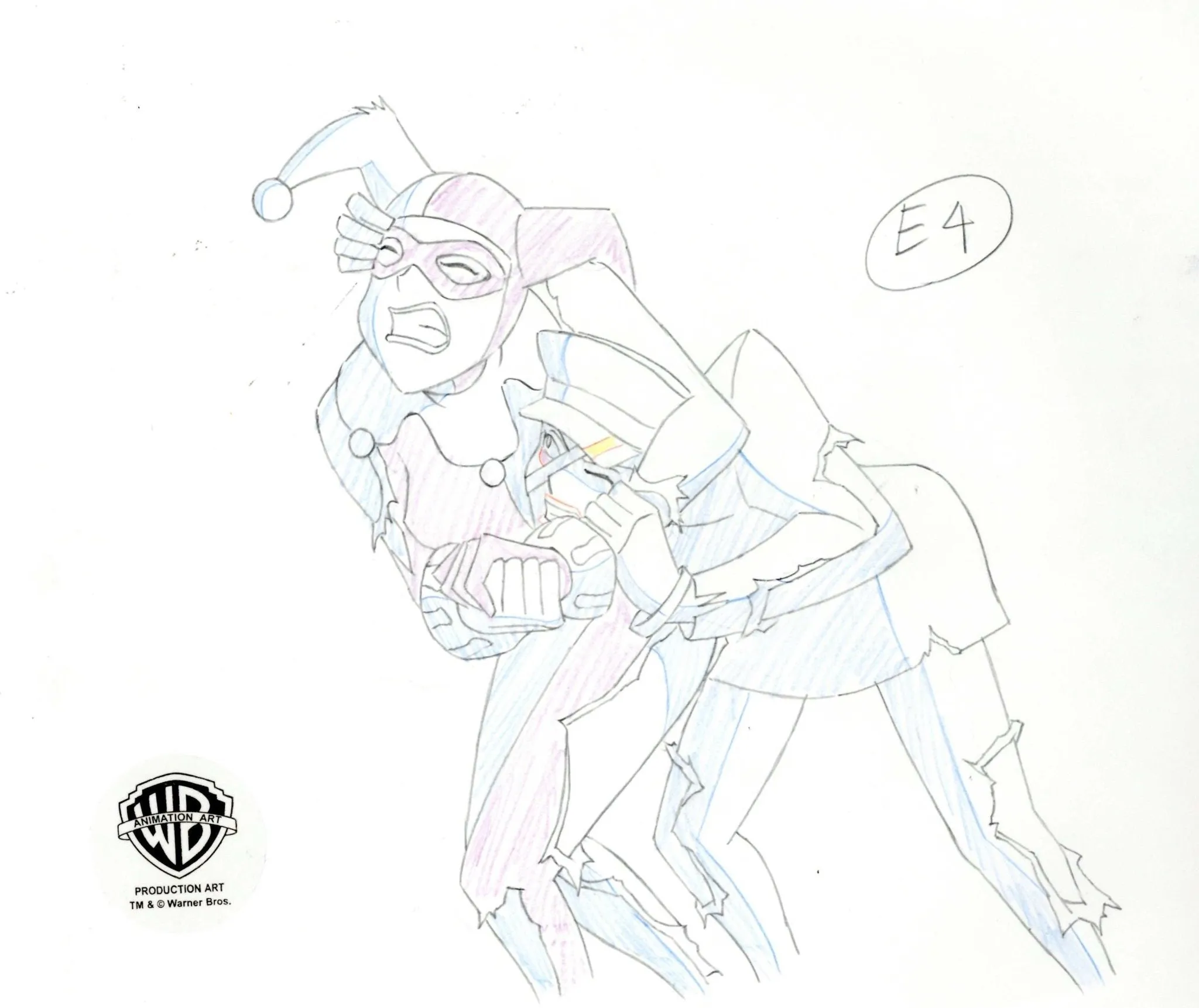 Superman the Animated Series Original Production Drawing: Harley Quinn and Mercy Graves
