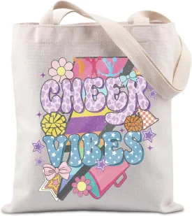 TIIMG Cheerleader Gift Cheer Handbag Cheer Coach Gift Cheer Vibes Tote Bag for Daughter