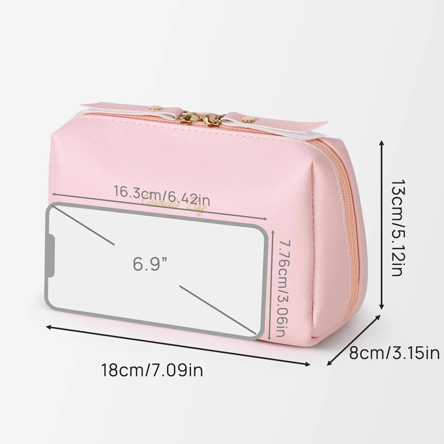 Topwey Makeup Bag, Travel Essentials Cosmetic Bags for Women, Waterproof Portable Pouch travel toiletry bag with Divider (Pink, Small)