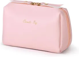 Topwey Makeup Bag, Travel Essentials Cosmetic Bags for Women, Waterproof Portable Pouch travel toiletry bag with Divider (Pink, Small)