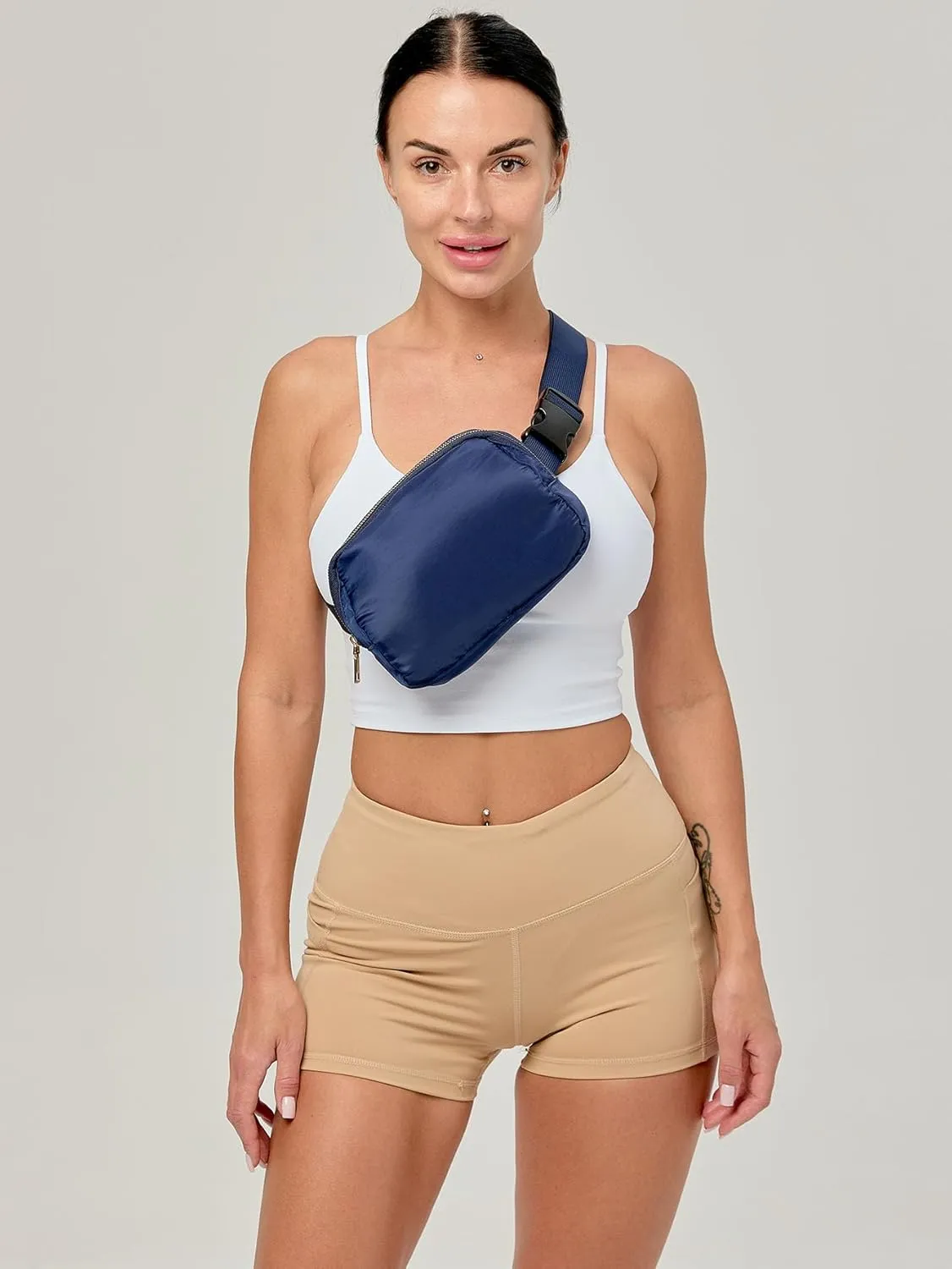 Unisex Fanny Pack for Women Men, 1L Everywhere Mini Belt Bag with Adjustable Strap, Lightweight Nylon Crossbody Bags Small Waist Pouch for Workout Running Traveling Hiking (Blue)