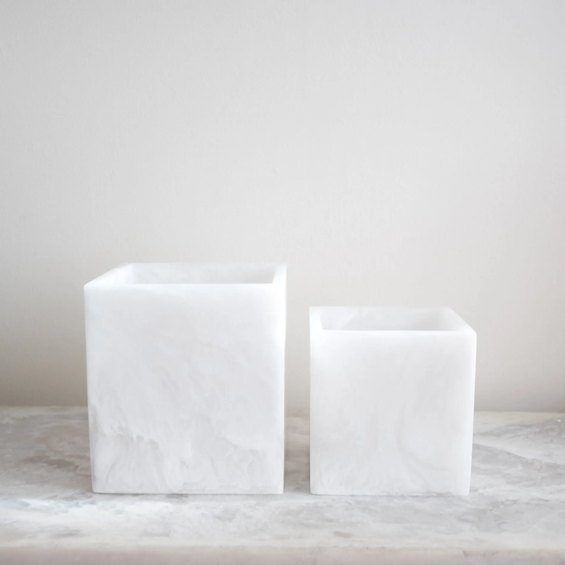 Whistler Square Vase - White Marble