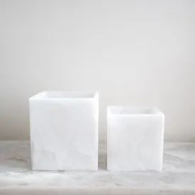 Whistler Square Vase - White Marble