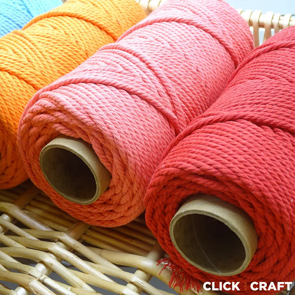 White Macrame Cords | 3-Strand 100% Cotton Cords 100m/109yd