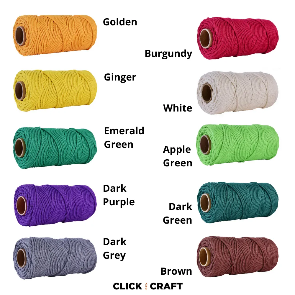 White Macrame Cords | 3-Strand 100% Cotton Cords 100m/109yd