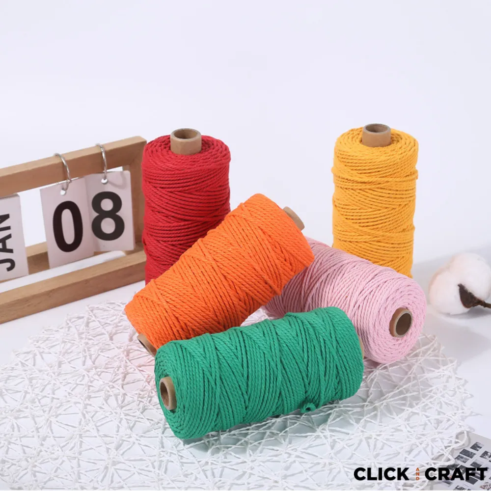 White Macrame Cords | 3-Strand 100% Cotton Cords 100m/109yd