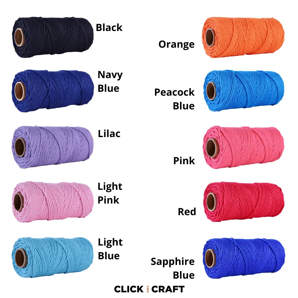 White Macrame Cords | 3-Strand 100% Cotton Cords 100m/109yd