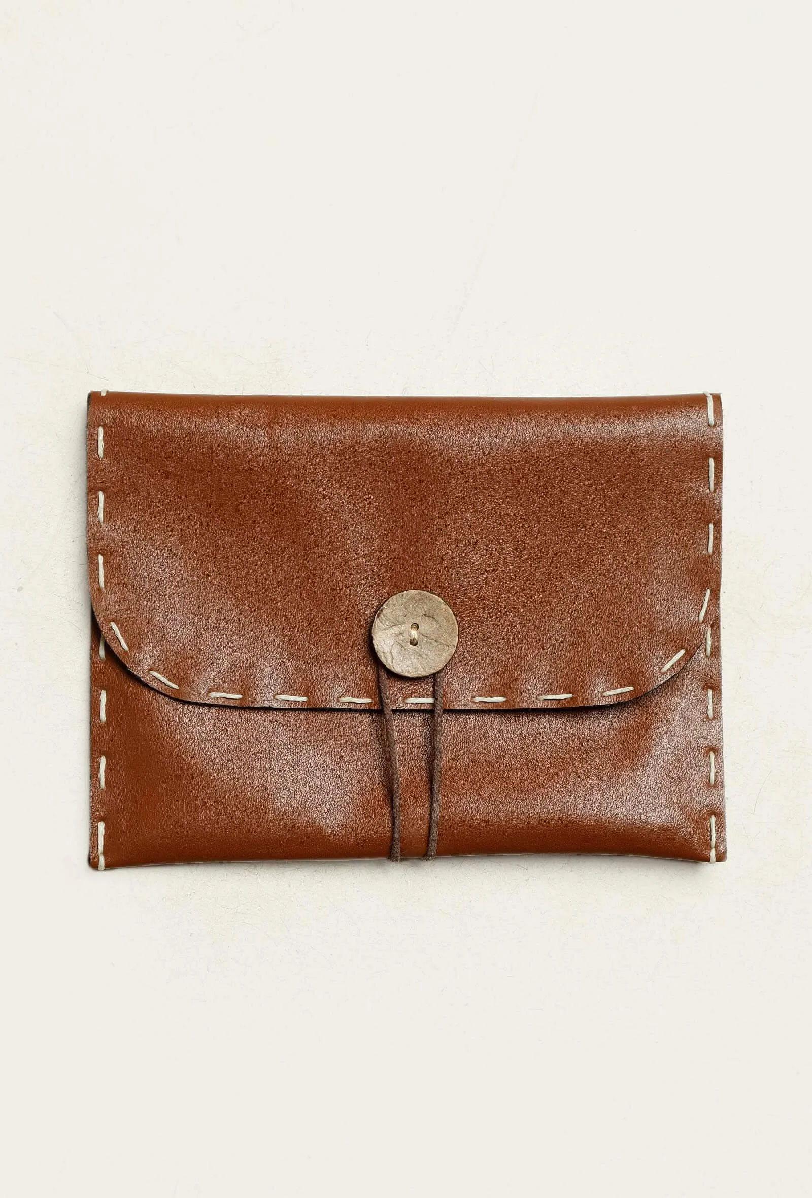 White Macrame Woven Bag With Cruelty-Free Leather  Pouch