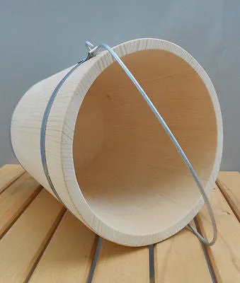 Wooden Tub Bucket Pail Wooden Firkin Metal Bands 12 Liters 3.3 Gallon