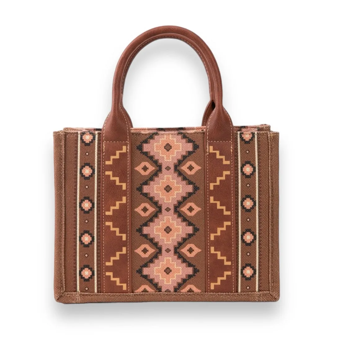 Wrangler Southwestern Print Small Canvas Tote/Crossbody - Dark Brown