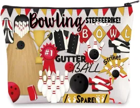 WZMPA Funny Bowling Cosmetic Bag Bowling Ball Lover Gifts Bowling Team Makeup Zipper Pouch Bag Bowling Coach Gift (Bowling)