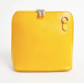 Yellow Mini Structured Italian Leather Crossbody Bag
