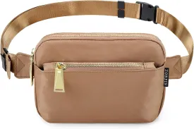 ZORFIN Fanny Packs for Women Men: Crossbody Belt Bag with Adjustable Strap - Fashion Waist Packs for Workout Running Traveling Hiking Brown
